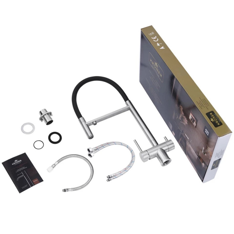 Змішувач для кухні з підключенням до фільтру Kroner KRP Edelstahl Klassisch - ESG03815BLK