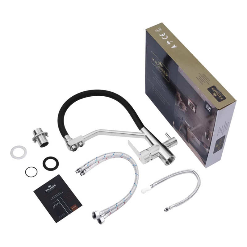 Змішувач для кухні з підключенням до фільтру Kroner KRP Edelstahl Klassisch - ESG03817BLK