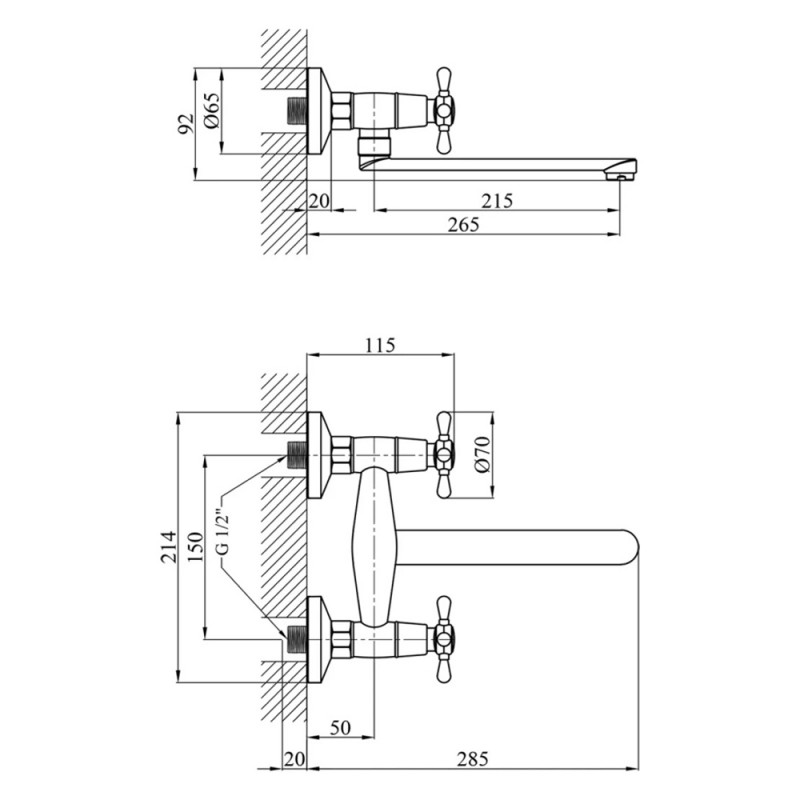 Змішувач для кухні настінний Kroner KRP Royce - C040