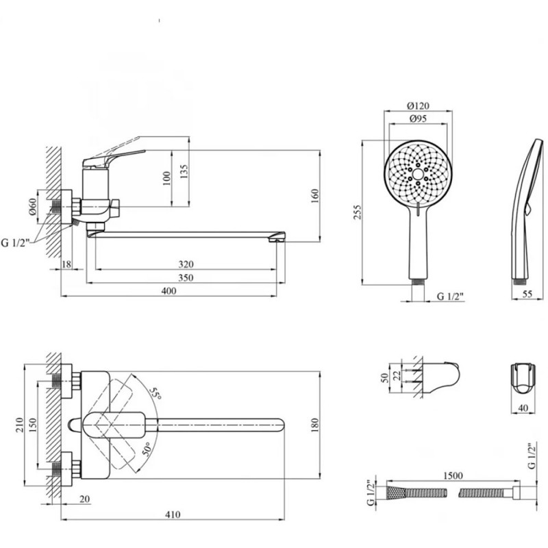 Змішувач для ванни Kroner KRP Graz - GRP070