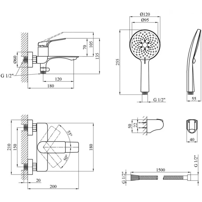 Змішувач для ванної Kroner KRP Graz - GRP060