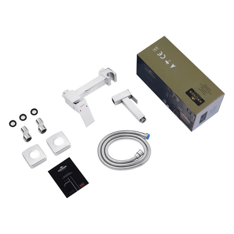 Змішувач для біде Kroner KRP Edelstahl Kubus - CHR052 з гігієнічним душем