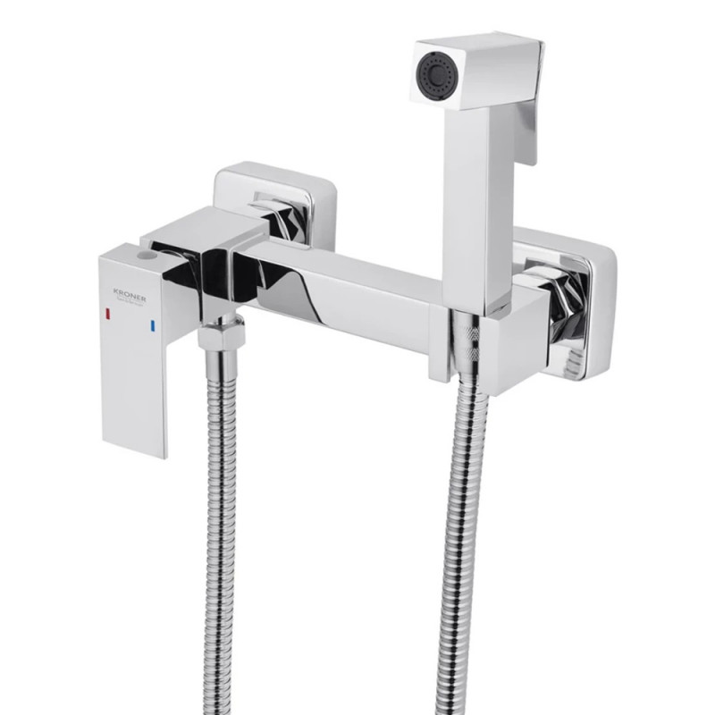Змішувач для біде Kroner KRP Edelstahl Kubus - CHR052 з гігієнічним душем