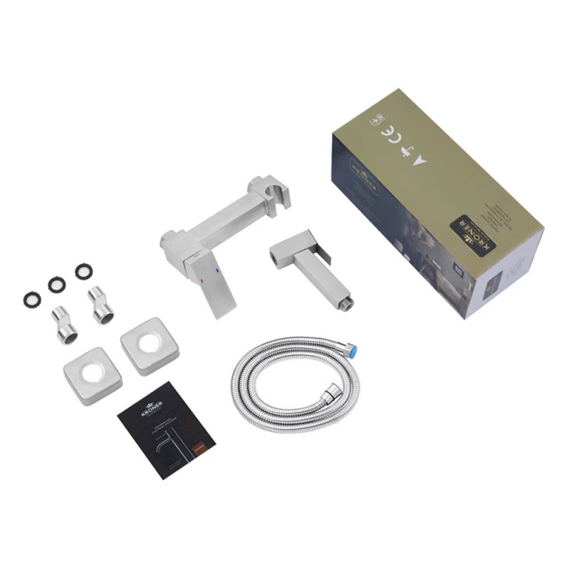 Змішувач для біде Kroner KRP Edelstahl Kubus - ESG052 з гігієнічним душем