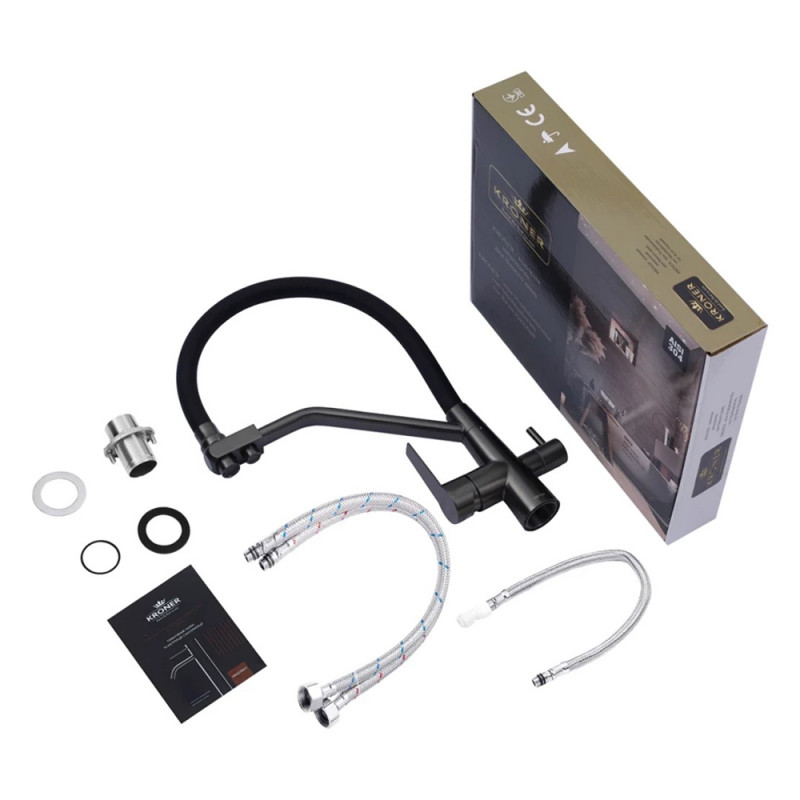 Змішувач для кухні з підключенням до фільтра Kroner KRP Edelstahl Klassisch - PVD03817BLK