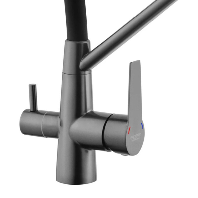 Змішувач для кухні з підключенням до фільтра Kroner KRP Edelstahl Klassisch - PVD03817BLK
