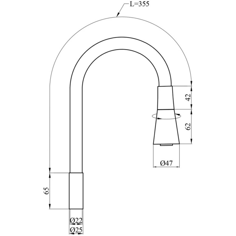 Вилив для змішувача гнучкий Kroner KRP - C803WHI