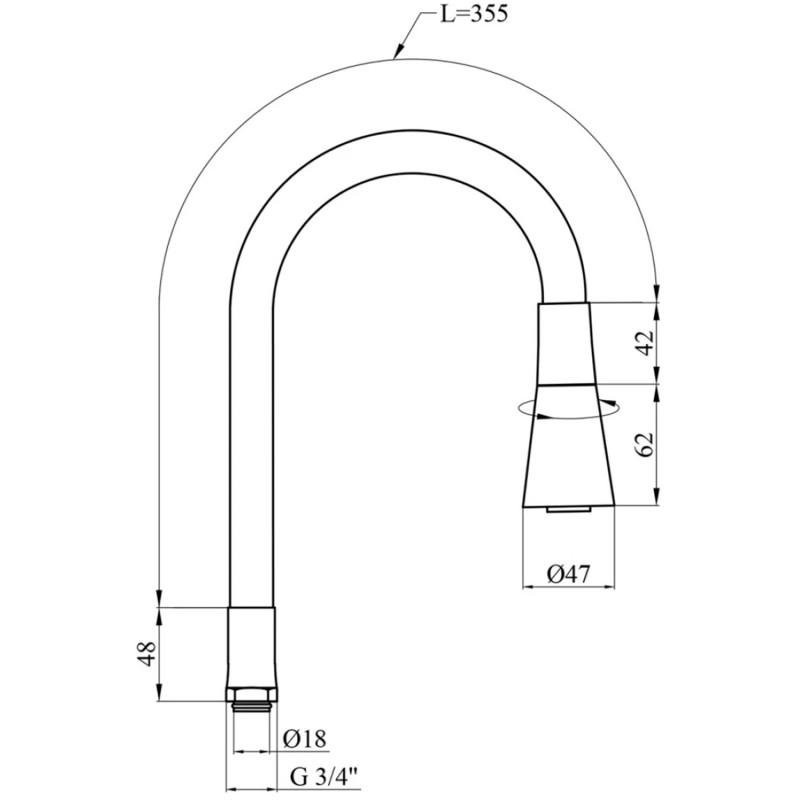 Вилив для змішувача гнучкий Kroner KRM - C8031GRA