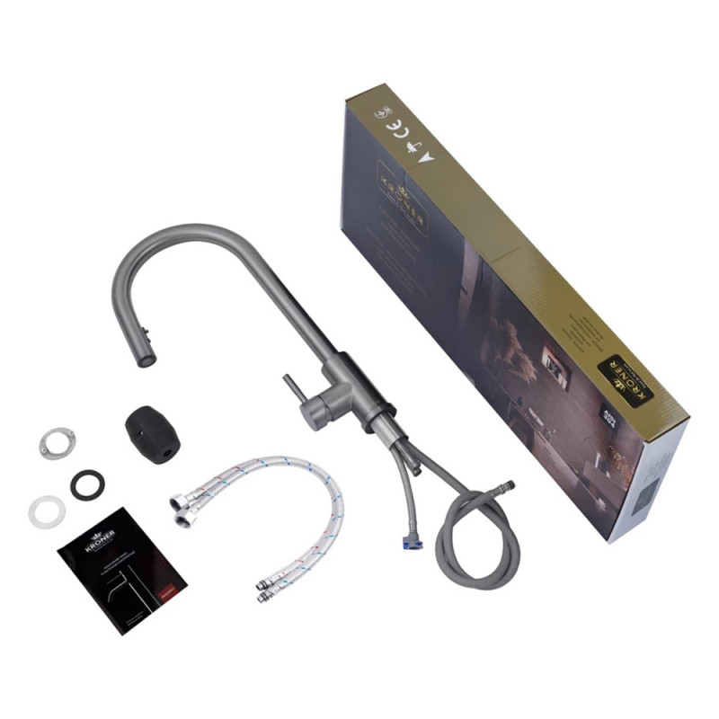 Змішувач для кухні з висувним виливом Kroner KRP Edelstahl Klassisch - PVD03915