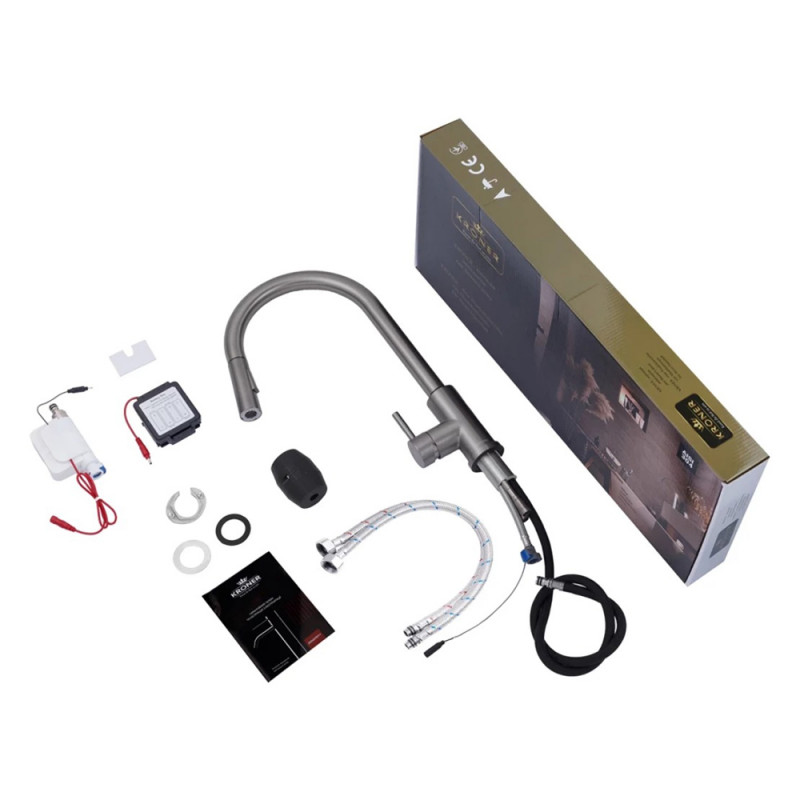 Змішувач для кухні з висувним виливом Kroner KRP Edelstahl Klassisch - PVD03916 сенсорний