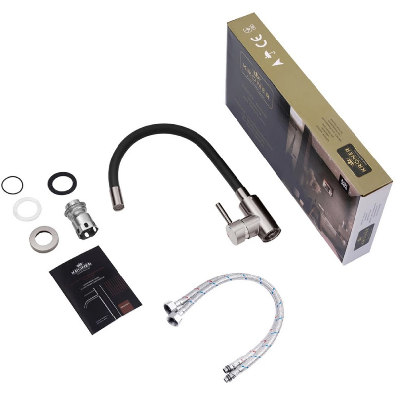 Змішувач для кухні Kroner KRP Edelstahl Klassisch - PVD035BLK