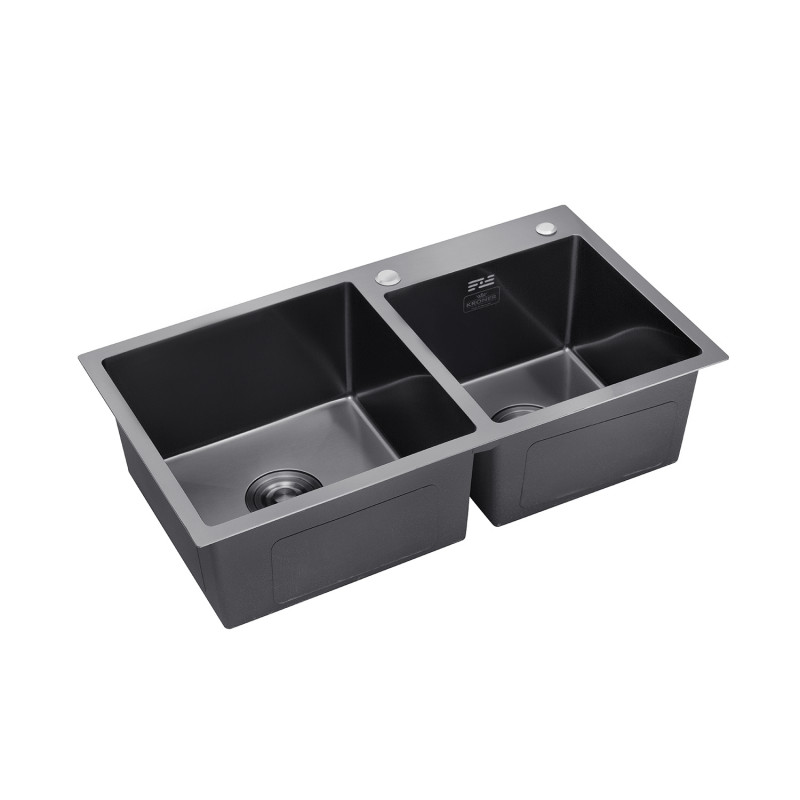Кухонна мийка Kroner KRP Schwarze - 7843ZHM PVD (3,0/1,0 мм)