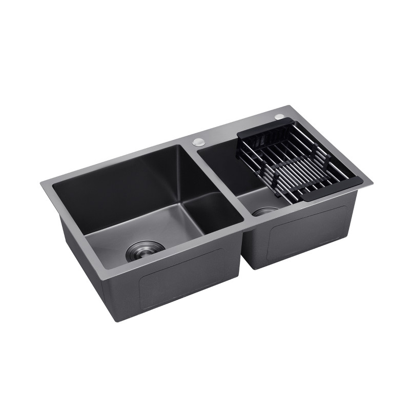 Кухонна мийка Kroner KRP Schwarze - 7843ZHM PVD (3,0/1,0 мм)