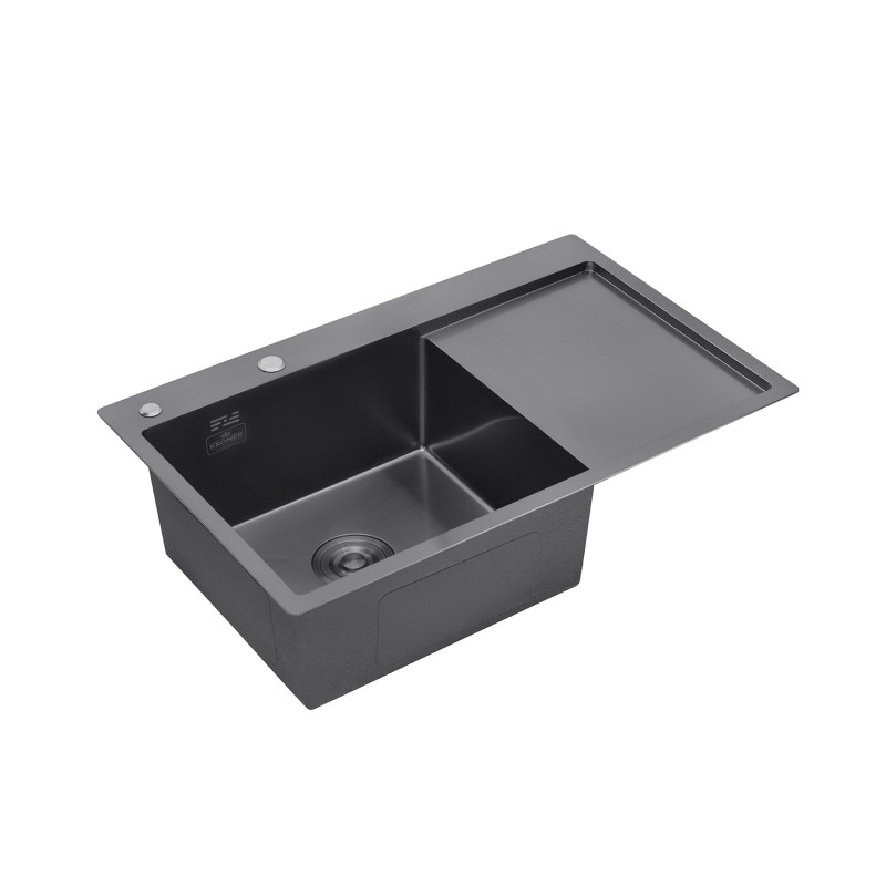 Кухонна мийка Kroner KRP Schwarze - 7849LHM PVD (3,0/1,0 мм)