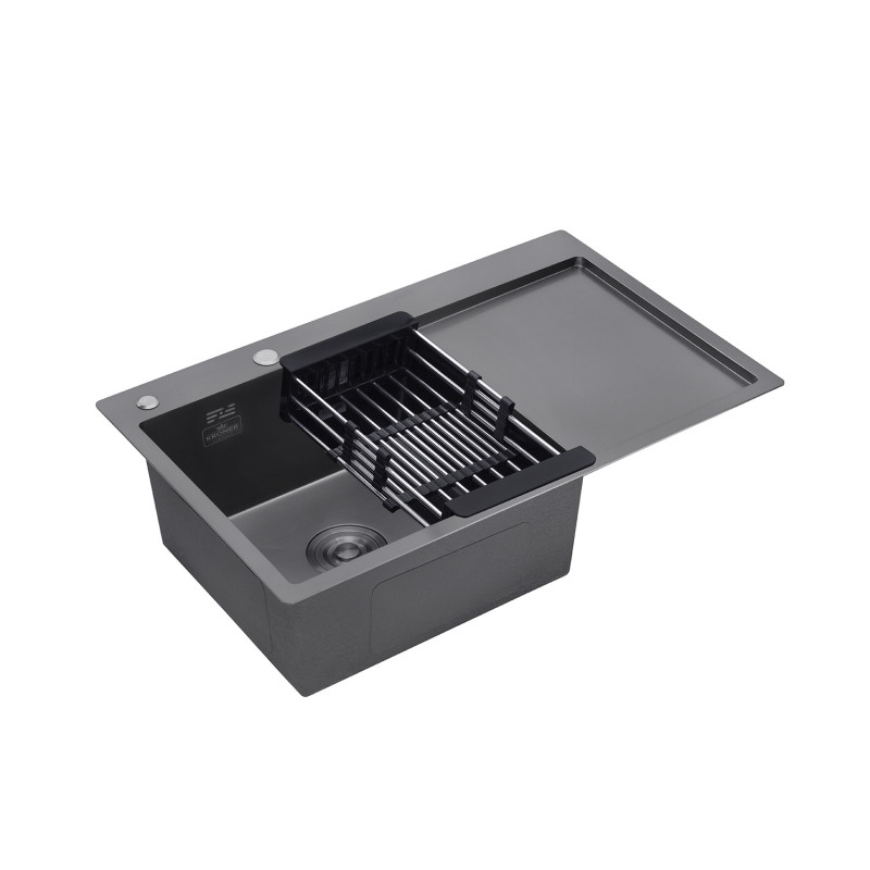 Кухонна мийка Kroner KRP Schwarze - 7849LHM PVD (3,0/1,0 мм)