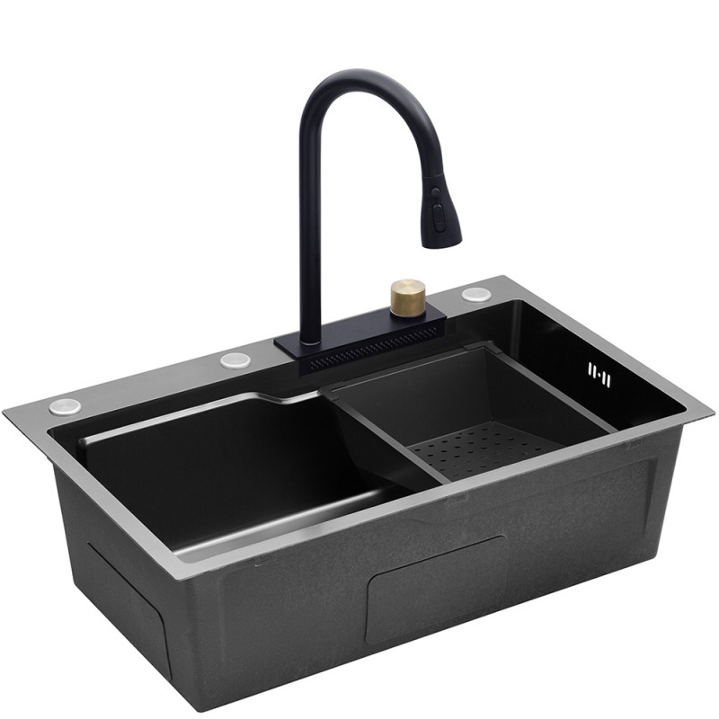 Кухонна мийка Kroner KRP PVD Schwarze - SET7546HM (3/0,7 мм)