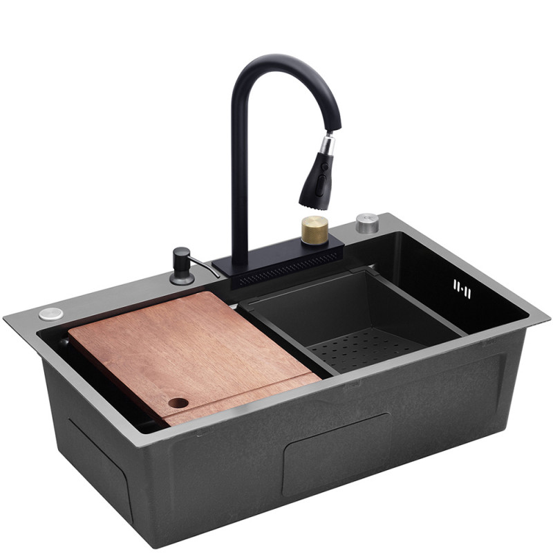 Кухонна мийка Kroner KRP PVD Schwarze - SET7546HM (3/0,7 мм)