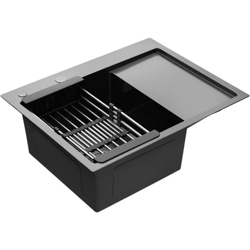 Кухонна мийка Kroner KRP Schwarze - 6350LHM PVD (3,0/1,0 мм)