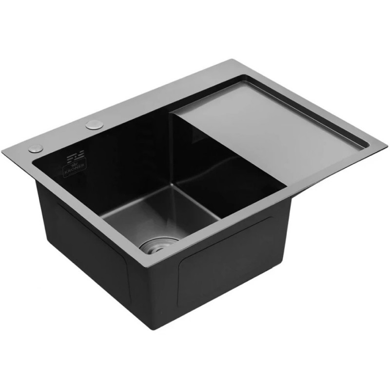 Кухонна мийка Kroner KRP Schwarze - 6350LHM PVD (3,0/1,0 мм)