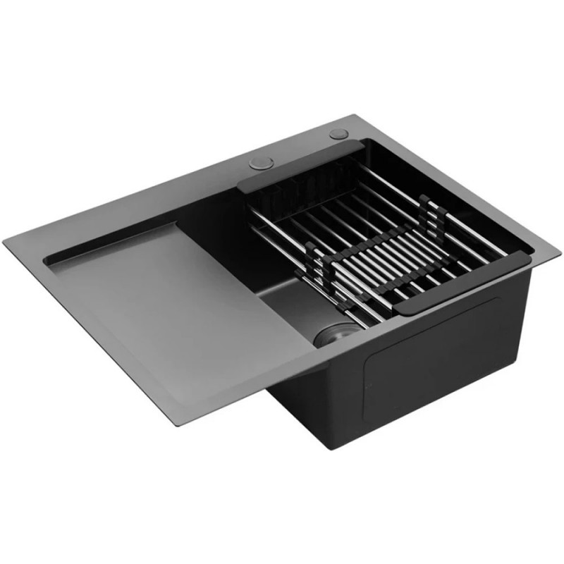Кухонна мийка Kroner KRP Schwarze - 6350RHM PVD (3,0/1,0 мм)