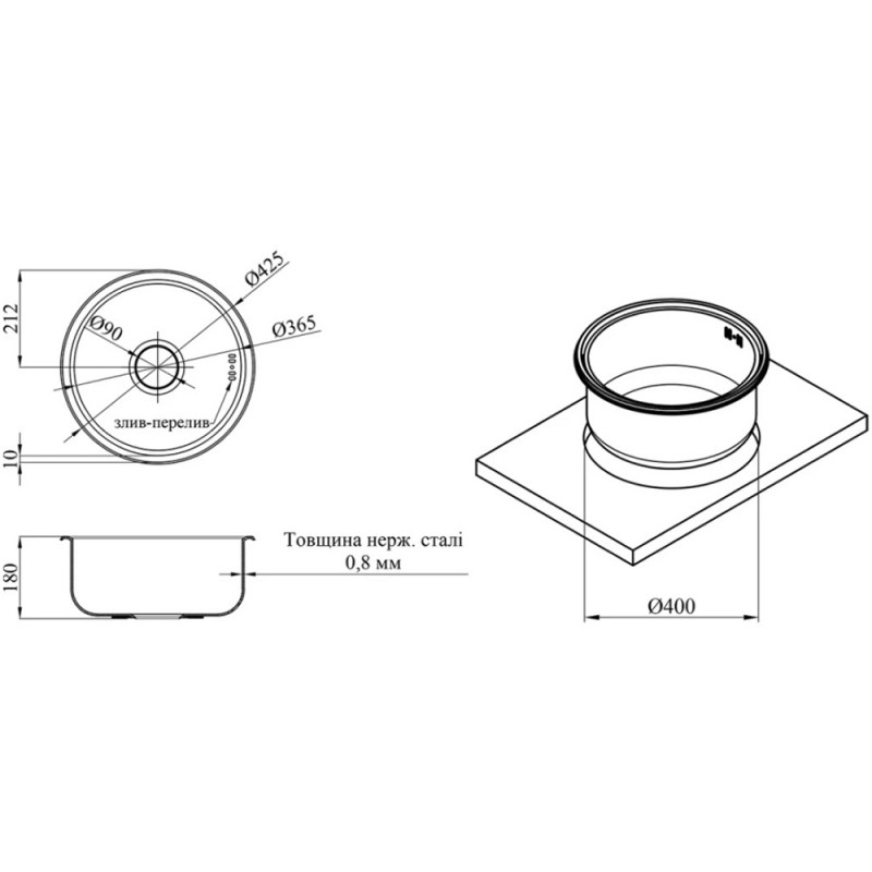 Кухонна мийка Kroner KRP Satin - 430 (0.8 мм)