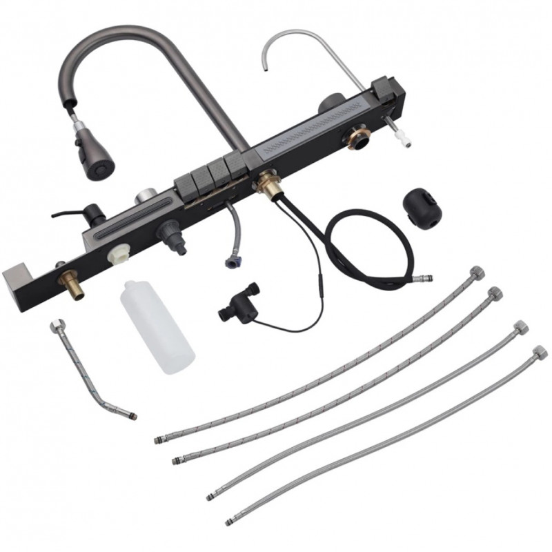 Кухонна мийка Kroner KRP Schwarze - SET7546ARTHM PVD (3.0/0.8 мм)