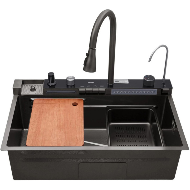 Кухонна мийка Kroner KRP Schwarze - SET7546ARTHM PVD (3.0/0.8 мм)