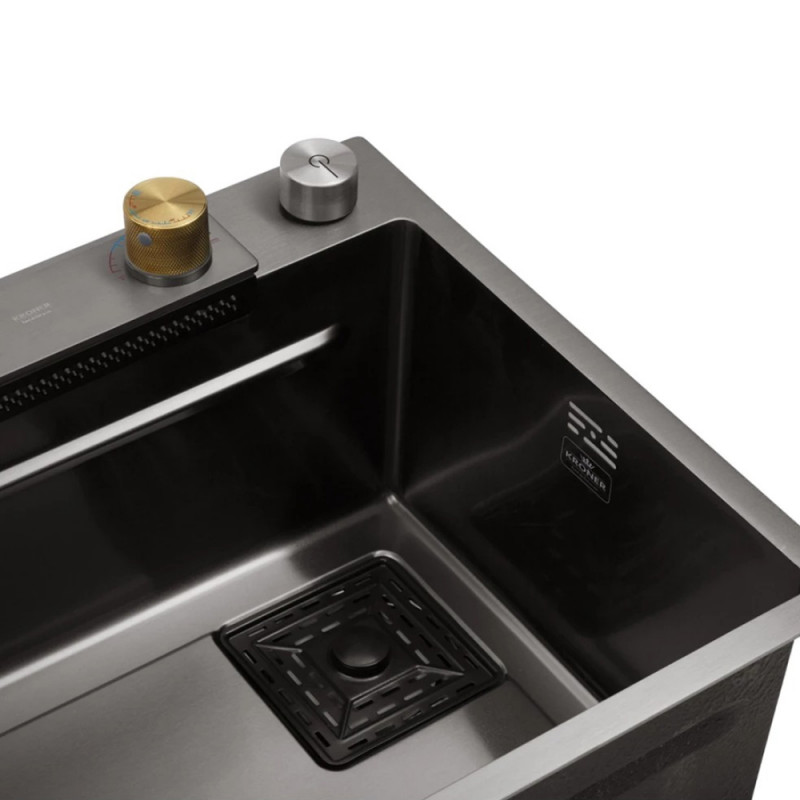 Кухонна мийка Kroner KRP Schwarze - SET7545HM PVD (3/0/0.8 мм)