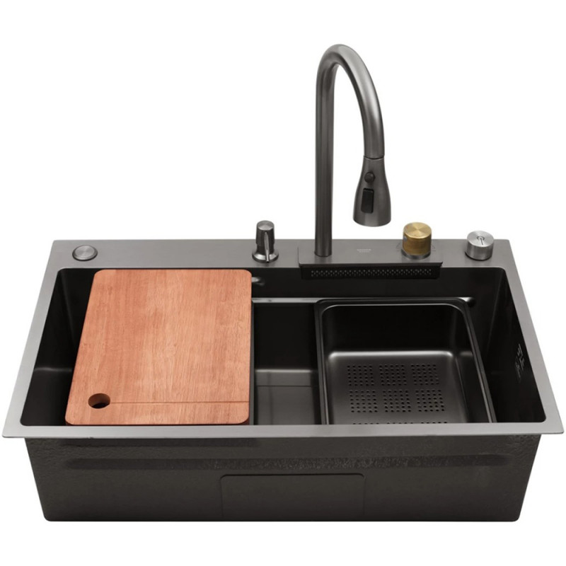 Кухонна мийка Kroner KRP Schwarze - SET7545HM PVD (3/0/0.8 мм)