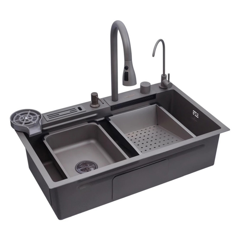 Кухонна мийка Kroner KRP Schwarze - SET7545NG PVD (3.0/0.8 мм)