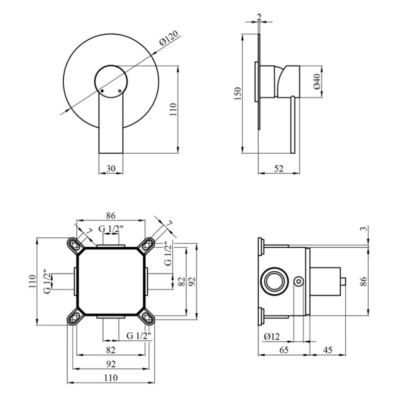Змішувач прихованого монтажу Kroner KRP Basis - C080