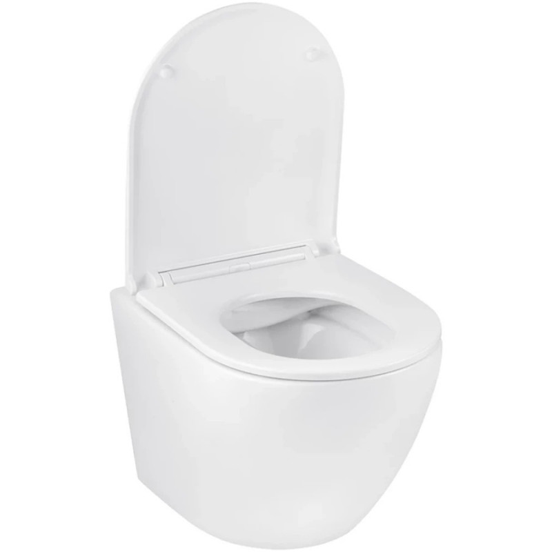 Унітаз підвісний Kroner Harz WHI493736 RIMLESS безобідковий з сидінням Slim Duroplast / Soft-close / Quick relase