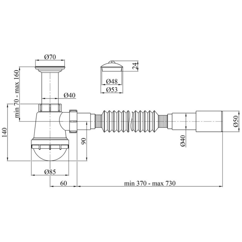 Сифон для раковини Kroner KRP - TB01 1 1/2"х40/50 мм