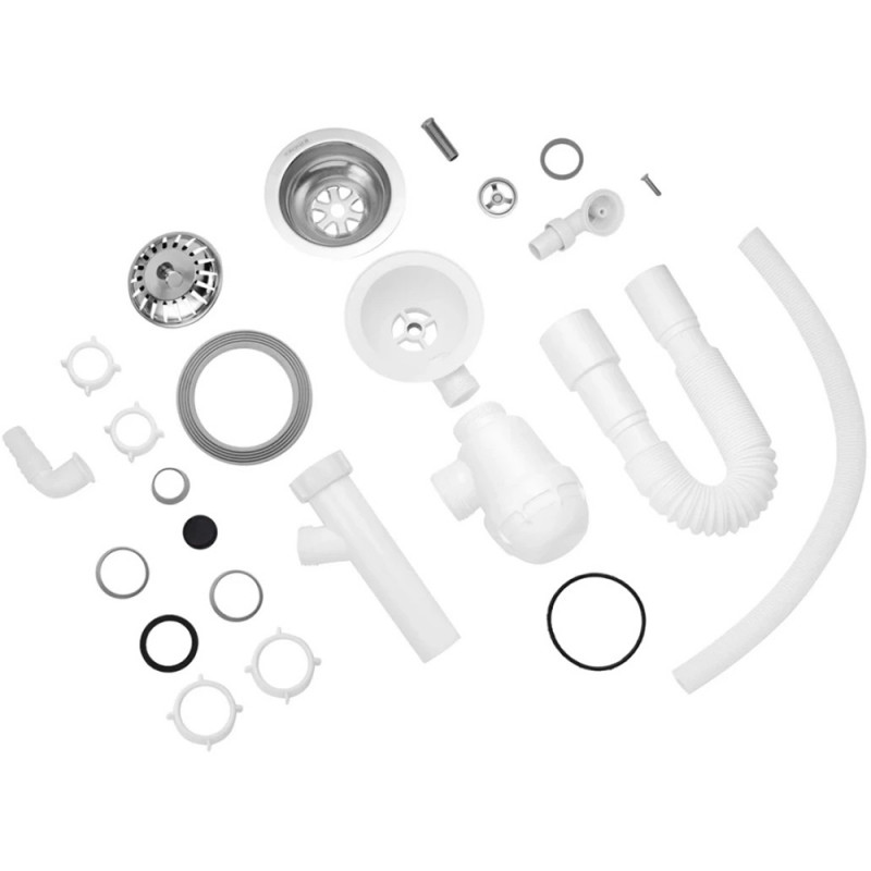 Сифон для кухонної мийки Kroner KRP - KS02R-1 3 1/2"х40/50 мм з відводом для пральної машини, з круглим переливом