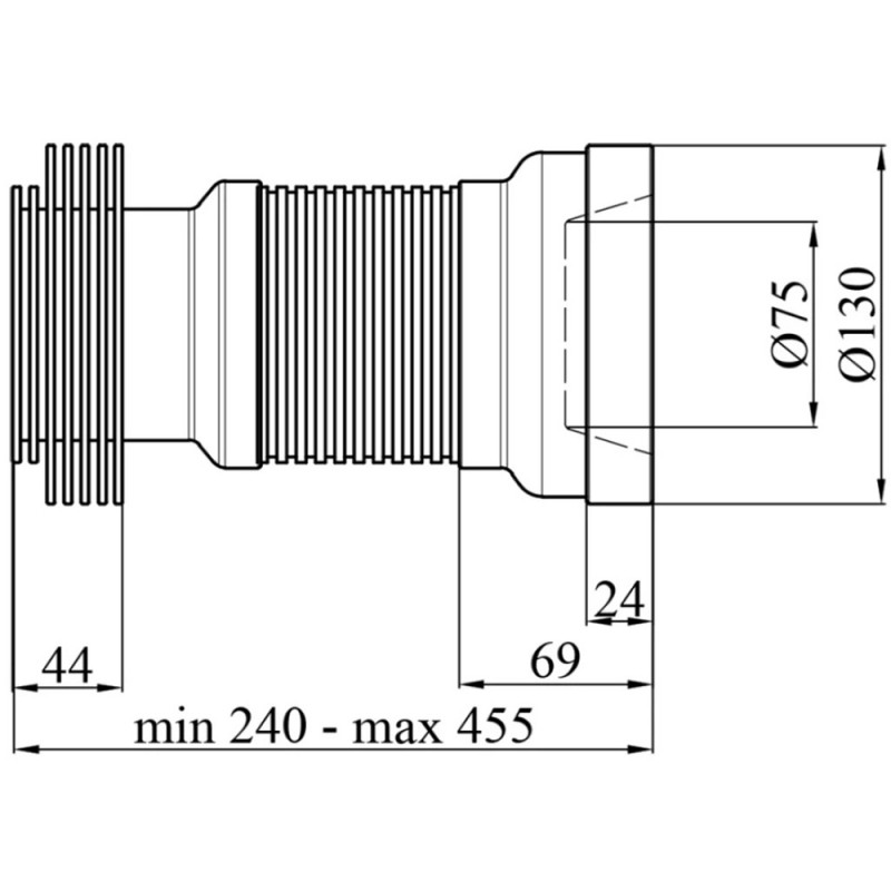 Гофра для унітаза армована Kroner KRP - GA110 D - 110 мм 240-455 мм