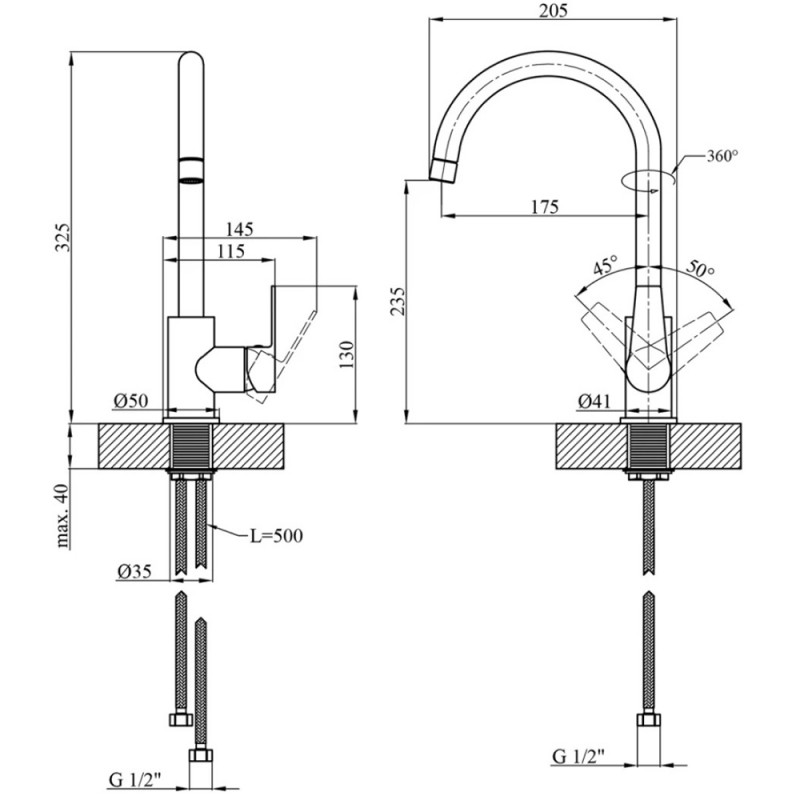 Змішувач для кухні Kroner KRP Hagen - C030