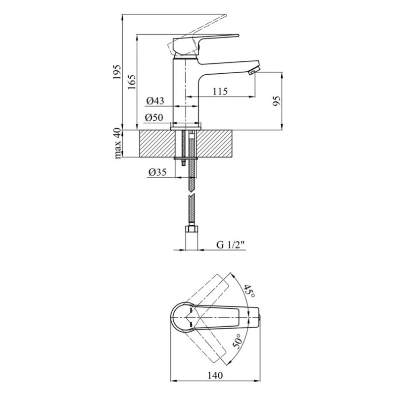 Змішувач для раковини Kroner KRP Hagen - C010