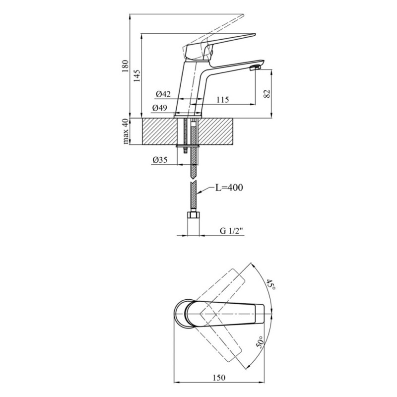 Змішувач для раковини Kroner KRP Dorn - C010