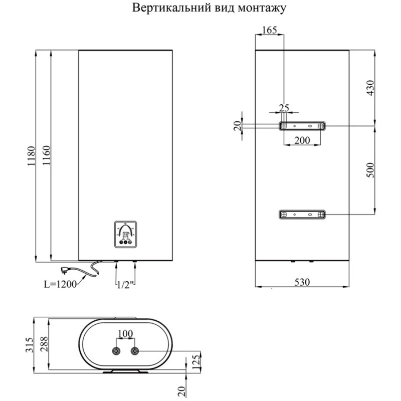 Водонагрівач Kroner Flacher K100F2-D з сухим ТЕНом