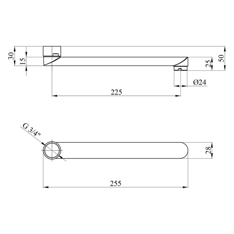 Вилив для змішувача плоский Kroner KRM - C825 25 см