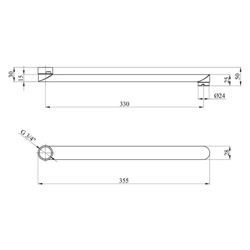 Вилив для змішувача плоский Kroner KRM - C835 35 см