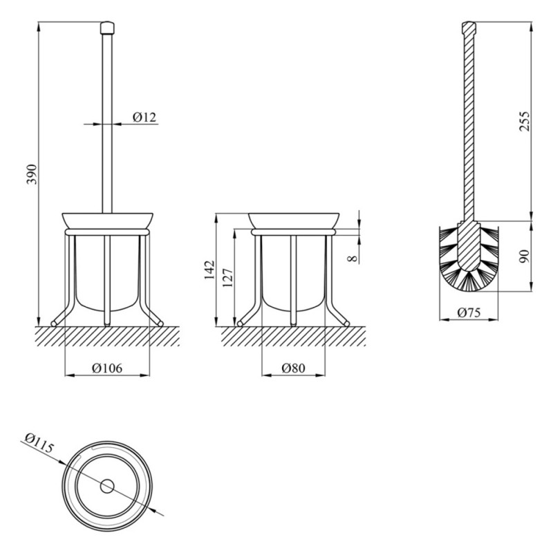 Йоржик для унітазу підлоговий Kroner KRM Rizze - ACG323