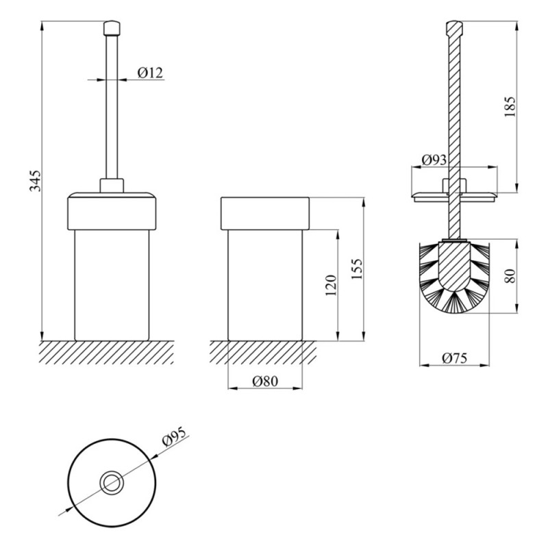 Йоржик для унітазу підлоговий Kroner KRM Rizze - ACG323-1