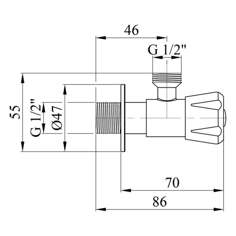 Кран приладовий Kroner KRP Edelstahl Klassisch - ESG101 1/2"х1/2" ЗЗ