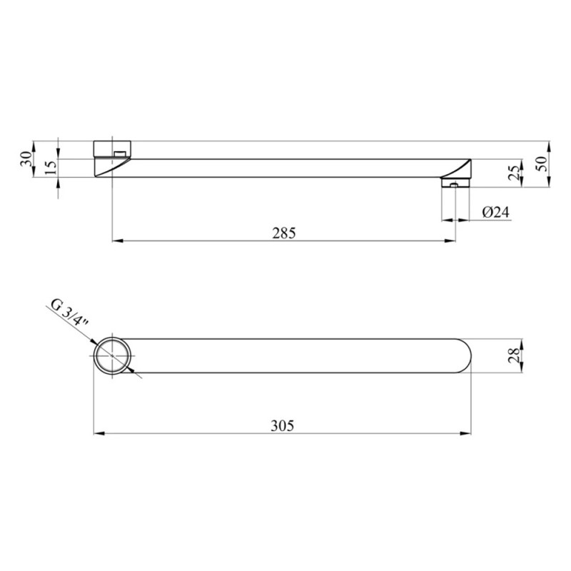 Вилив для змішувача плоский Kroner KRM - C830 30 см