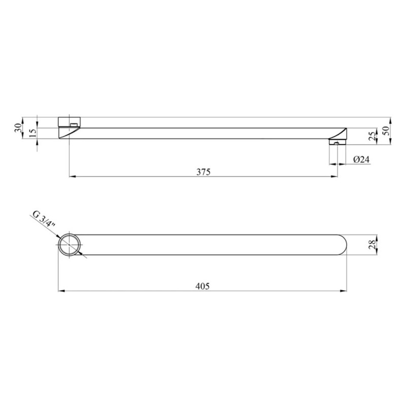 Вилив для змішувача плоский Kroner KRM - C840 40 см