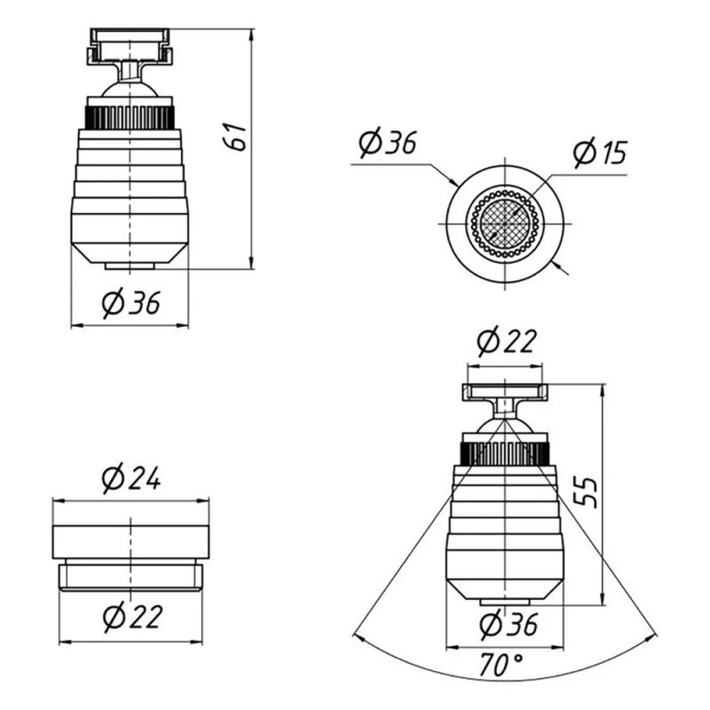 Аератор для змішувача поворотний Kroner KRM - C931 універсальний, два режими