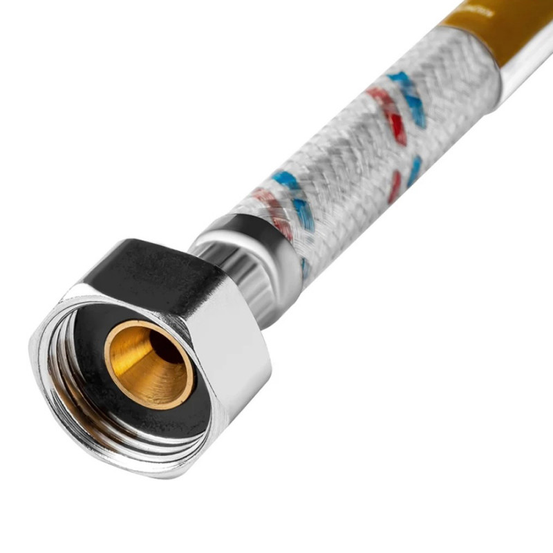 Гнучка підводка для підключення води Kroner KRM-30 1/2"х1/2" ВВ в нейлоновому обплетенні покритому ПВХ