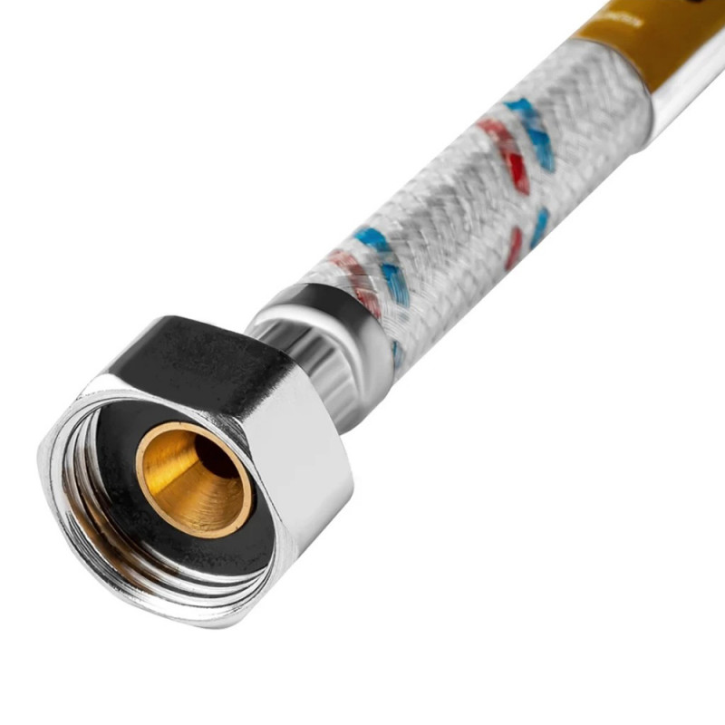 Гнучка підводка для підключення води Kroner KRM-100 1/2"х1/2" ВВ в нейлоновому обплетенні покритому ПВХ