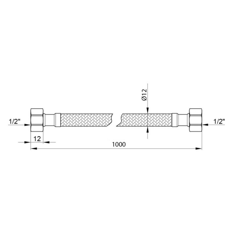 Гнучка підводка для підключення води Kroner KRM-100 1/2"х1/2" ВВ в нейлоновому обплетенні покритому ПВХ